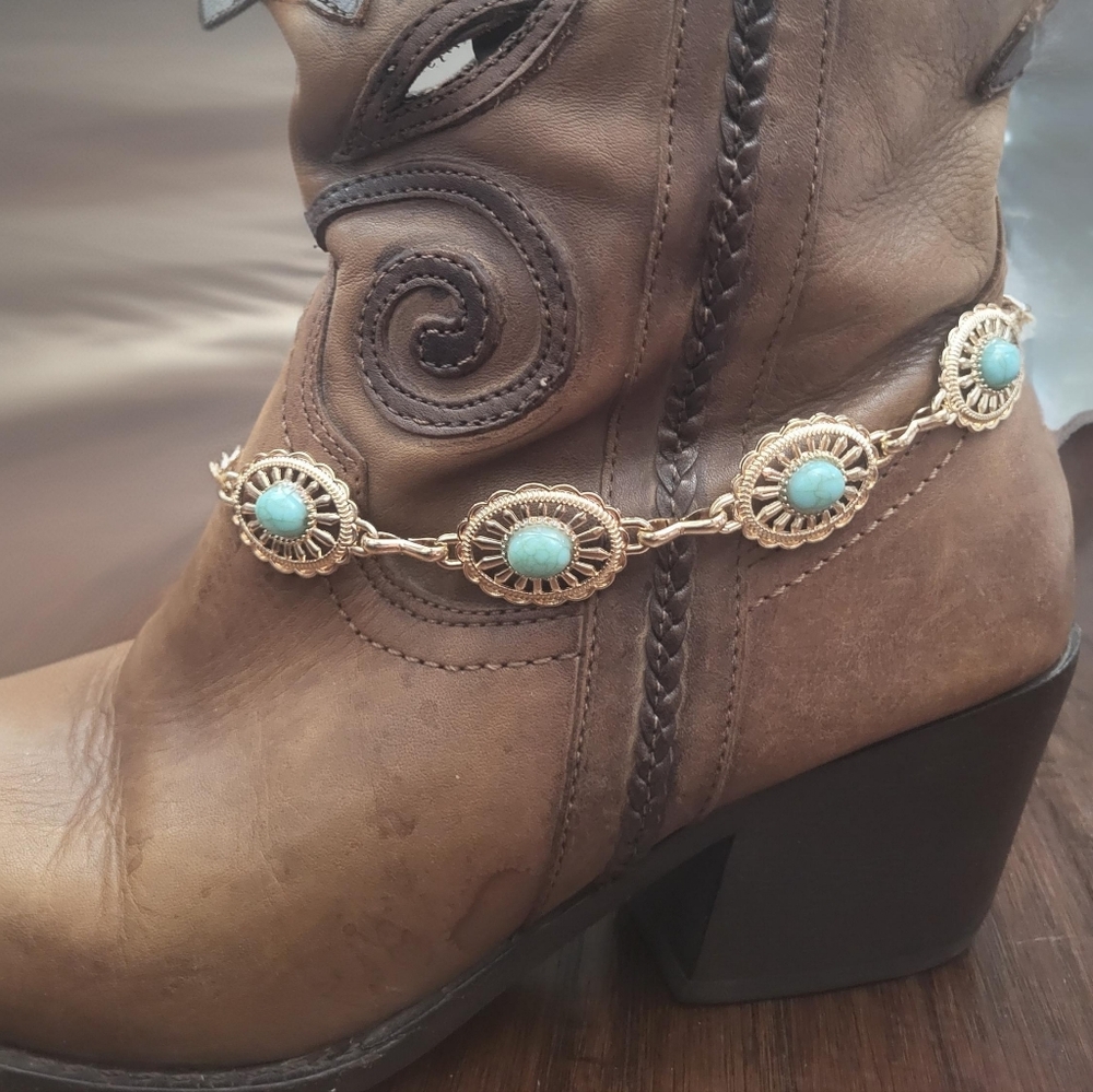 Western Cowboy Boots Chains with Turquoise Accents Southwestern Boot Jewelry